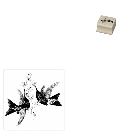 kolibrie vogel bloem dier hout stempel (Gestempeld)