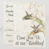 Kolibrie Vogel Bloemen Huwelijksuitnodiging Kaart (Voorkant / Achterkant)