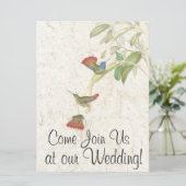 Kolibrie Vogel Bloemen Huwelijksuitnodiging Kaart (Staand voorkant)