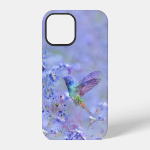 Kolibrie Vogel & Zachte Blauwe Tuin Bloemen iPhone 12 Hoesje