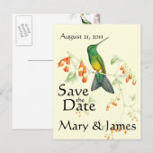 Kolibrie Vogelbloem Floral Save the Date Aankondigingskaart (Voorkant / Achterkant)