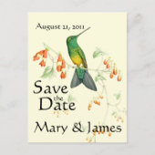 Kolibrie Vogelbloem Floral Save the Date Aankondigingskaart (Voorkant)