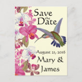 Kolibrie Vogelbloemen Orchidee Floral Save Date Aankondigingskaart (Voorkant)