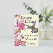 Kolibrie Vogelbloemen Orchidee Floral Save Date Aankondigingskaart (Staand voorkant)