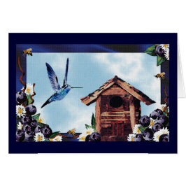  kolibrie, vogelhuis en bosbessen