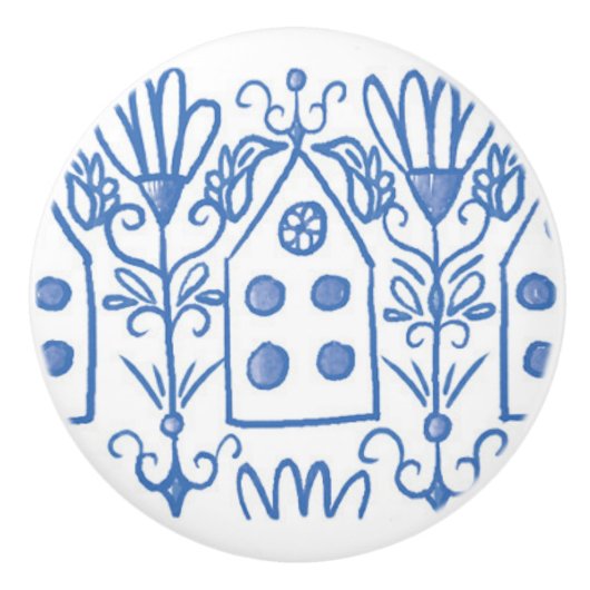 Kolibrie Vogelhuis Keramische Knop (Voorkant)