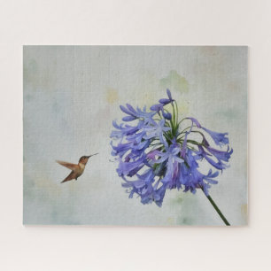 Kolibrie Vogelkunst op Lily Flower Art Puzzel