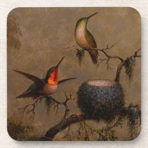 Kolibrie vogelnest victoriaanse heade schilderij bier onderzetter