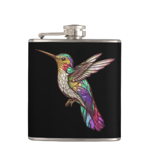 Kolibrie Vogelportret Glas in lood Art Heupfles