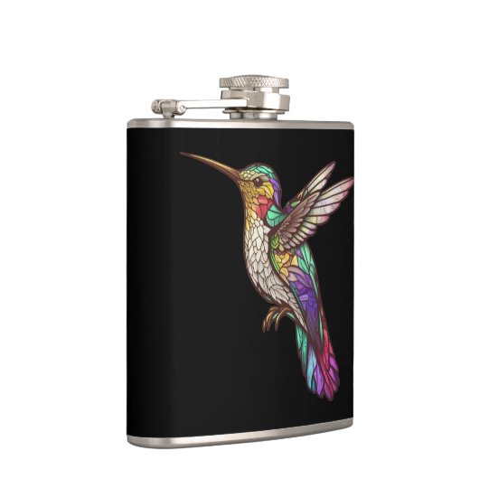 Kolibrie Vogelportret Glas in lood Art Heupfles (Rechts)