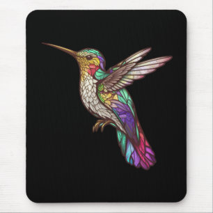 Kolibrie Vogelportret Glas in lood Art Muismat