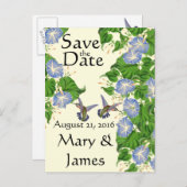 Kolibrie Vogels Bloemen Bloemen Opslaan Datum Aankondigingskaart (Voorkant / Achterkant)