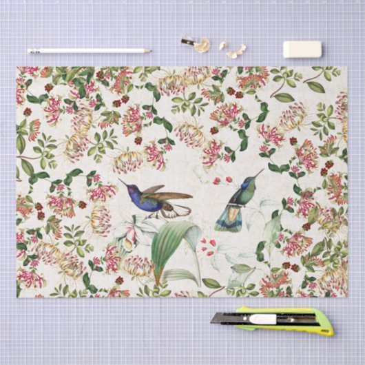 Kolibrie Vogels Honeysuckle Bloemen Tissue Paper Tissuepapier (Craft)