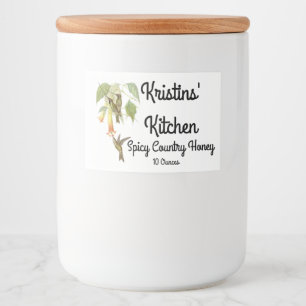 Kolibrie Vogels Wildlife Bloemen Voedsel Label Voedselcontainer Etiket