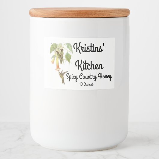 Kolibrie Vogels Wildlife Bloemen Voedsel Label Voedselcontainer Etiket (Voorkant)