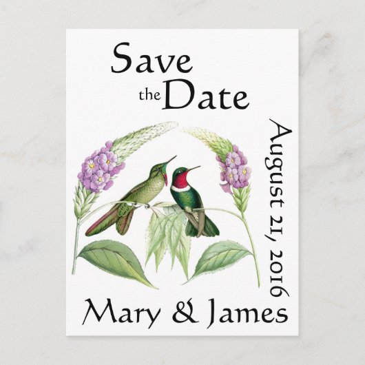 Kolibrie Vogels Wildlife Flowers Save the Date Aankondigingskaart (Voorkant)