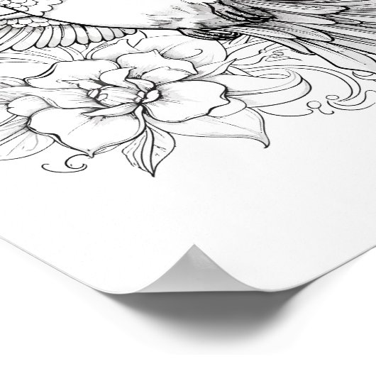 Kolibrie volwassen kleuring poster (Hoek)