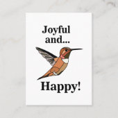 Kolibrie vrolijke en gelukkige vogelaar visitekaartje (Voorkant)