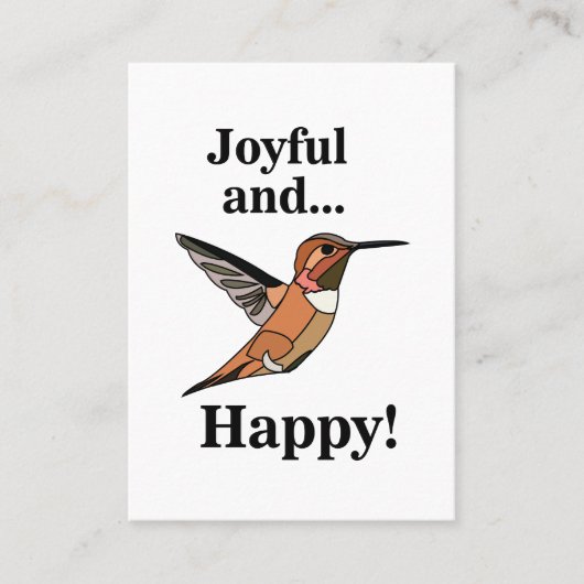 Kolibrie vrolijke en gelukkige vogelaar visitekaartje (Voorkant)