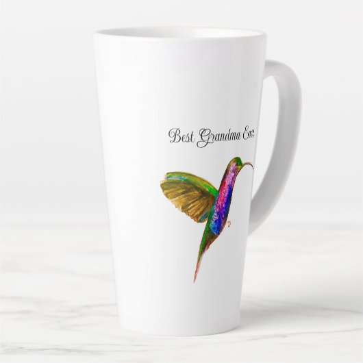 Kolibrie Waterverf vogel Floral Oma Nana Latte Mok (Rechterhoek)