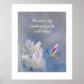 Kolibrie Witte Bloemen Waterverf Print Quote (Voorkant)