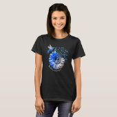 Kolibrie Zonnebloem Blauw Diabetes Awareness T-shirt (Voorkant volledig)
