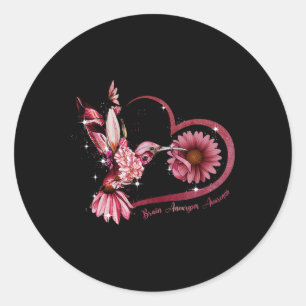 Kolibrie Zonnebloem Hart Bourgondië Lint Hersenen Ronde Sticker