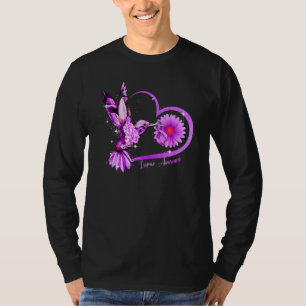 Kolibrie Zonnebloem Hart Paarse Lint Lupus Bewustz T-shirt