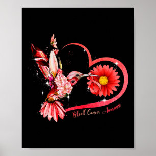 Kolibrie Zonnebloem Rood Lint Bloedkanker Awar Poster