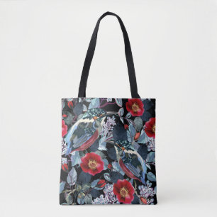 Kolibrie zwart en rode kleur tote bag