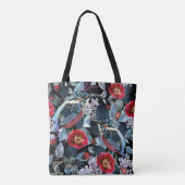 Kolibrie zwart en rode kleur tote bag (Achterkant)