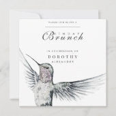 Kolibrie Zwart-wit ELKE Verjaardagsbrunch Kaart (Voorkant)