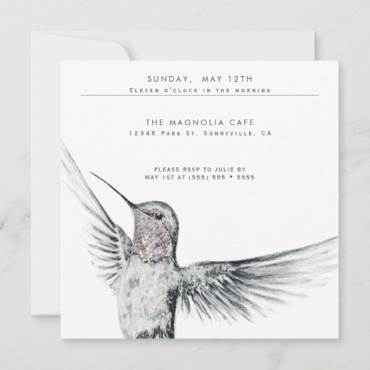 Kolibrie Zwart-wit ELKE Verjaardagsbrunch Kaart (Achterkant)