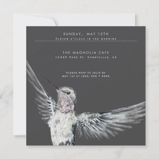 Kolibrie Zwart-wit ELKE Verjaardagsbrunch Kaart (Achterkant)