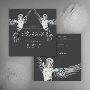 Kolibrie Zwart-wit ELKE Verjaardagsbrunch Kaart