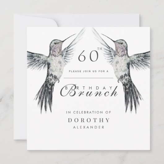 Kolibrie Zwart-wit ELKE Verjaardagsbrunch Kaart (Voorkant)