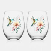 Kolibrieharmonie met Elegante Hibiscus Wijnglas Zonder Voet (Achterkant)