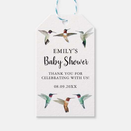 Kolibries Baby shower Cadeau Labels Cadeaulabel (Voorkant)
