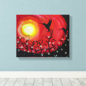 Kolibries bij zonsondergang canvas afdruk (Insitu (Houten vloer))