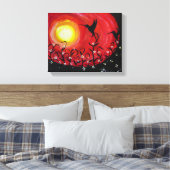 Kolibries bij zonsondergang canvas afdruk (Insitu (Slaapkamer))