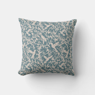 Kolibries bladwerk blauw vintage kussen