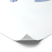 Kolibries Blauw en Wit Elegante Bloemenkunst Poster (Hoek)