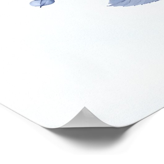 Kolibries Blauw en Wit Elegante Bloemenkunst Poster (Hoek)