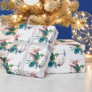 kolibries bloemen patroon cadeaupapier