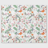kolibries bloemen patroon cadeaupapier (Vlak)