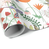 kolibries bloemen patroon cadeaupapier (Rol Hoek)