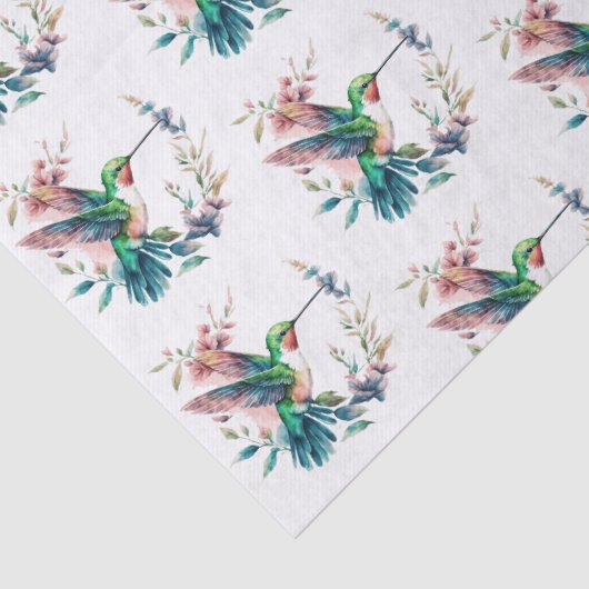 kolibries bloemen patroon tissuepapier (Detail)