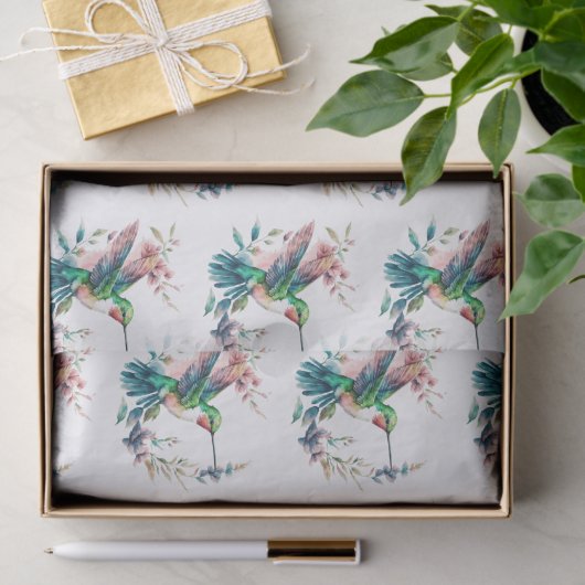 kolibries bloemen patroon tissuepapier (Geschenk)