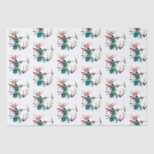 kolibries bloemen patroon tissuepapier (Voorkant)