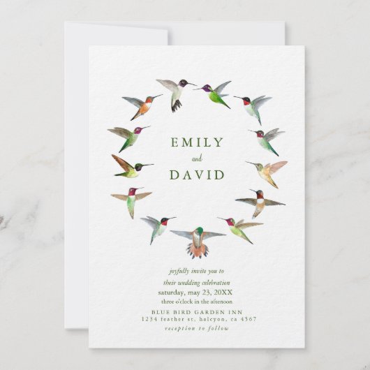 Kolibries bruiloft uitnodiging (Voorkant)